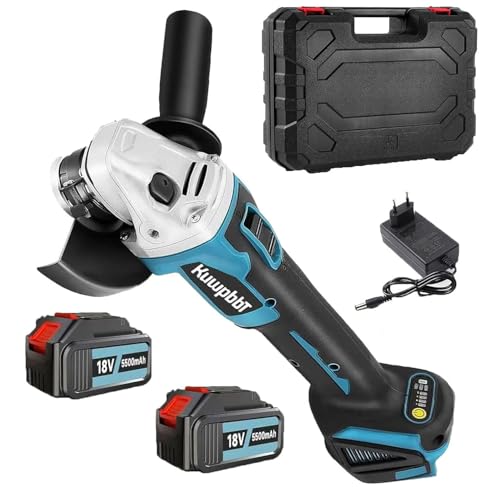 Akku Winkelschleifmaschine, 125 mm Durchmesser Scheibe, 18V Flexibilität bürstenloser Motor, Flexmodus 8500 Drehungen in einer Minute, Zum Schleifen von Farbe und Mörtel, Schneiden (2 * 5.5Ah Akku) Akku Winkelschleifmaschine, 125 mm Durchmesser Scheibe, 18V Flexibilität bürstenloser Motor, Flexmodus 8500 Drehungen in einer Minute, Zum Schleifen von Farbe und Mörtel, Schneiden (2 * 5.5Ah Akku) von KuwpbbT