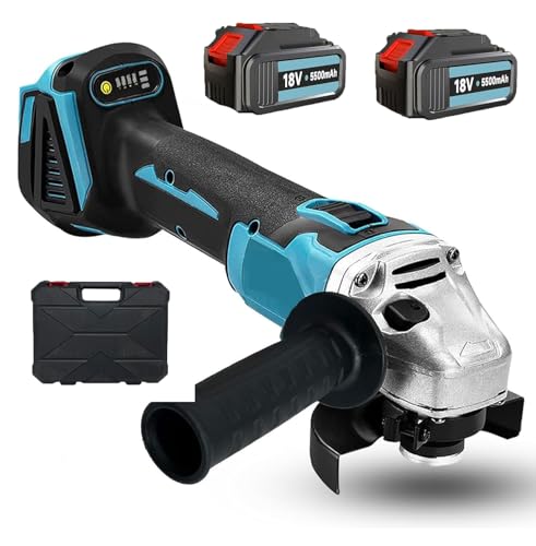 Winkelschleifer 125 Akku,Kompatibe für Makita Akku18 V, Flex Winkelschleifer 125 mm mit 2 × Akkus & Ladegerät, 9000RPM Akku-Scheibe, Trennscheiben, Fächerscheiben zum Schneiden, Rostentfernung Winkelschleifer 125 Akku,Kompatibe für Makita Akku18 V, Flex Winkelschleifer 125 mm mit 2 × Akkus & Ladegerät, 9000RPM Akku-Scheibe, Trennscheiben, Fächerscheiben zum Schneiden, Rostentfernung von KuwpbbT