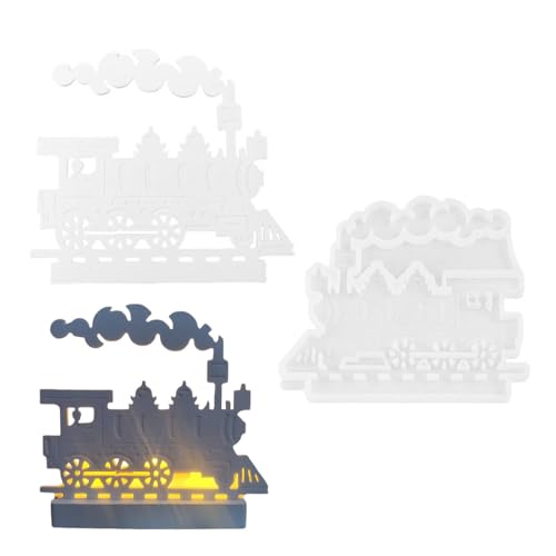 Kuxiptin Zug Silikonform für Harz, Zugformen Silikon - Dampfzug-Ornamentformen,Plug-in-Kerzenständer-Silikonform zum Selbermachen, Basteln, Zement, Gips, Kunstharz, Formen, Heimdekoration von Kuxiptin