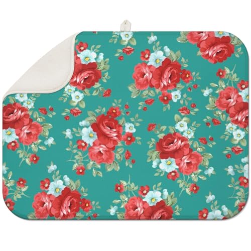 Abtropfmatte für Geschirr, extra große Mikrofaser-Abtropfmatten für Geschirr, Küchentheke, super saugfähige Pads für Abtropfgitter (grün, 45,7 x 61 cm) von Kuyig Home