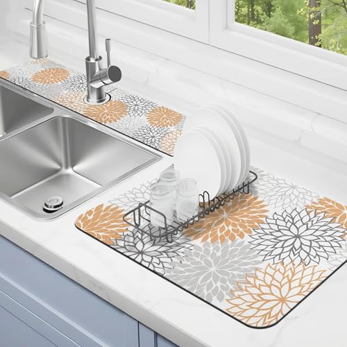 Abtropfmatte für Küchentheke, 2 Stück, 48,3 x 30,5 cm, Abtropfmatte und 61 x 14 cm Spülbecken-Spritzschutz, super saugfähig, rutschfeste Gummi-Rückseite Abtropfmatte für Küchentheke, 2 Stück, 48,3 x 30,5 cm, Abtropfmatte und 61 x 14 cm Spülbecken-Spritzschutz, super saugfähig, rutschfeste Gummi-Rückseite von Kuyig Home
