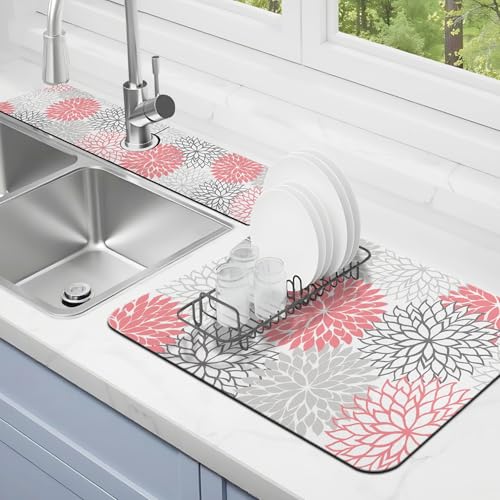 Abtropfmatte für Küchentheke, 2 Stück, 48,3 x 30,5 cm, Abtropfmatte und 61 x 14 cm Spülbecken-Spritzschutz, super saugfähig, rutschfeste Gummi-Rückseite Abtropfmatte für Küchentheke, 2 Stück, 48,3 x 30,5 cm, Abtropfmatte und 61 x 14 cm Spülbecken-Spritzschutz, super saugfähig, rutschfeste Gummi-Rückseite von Kuyig Home
