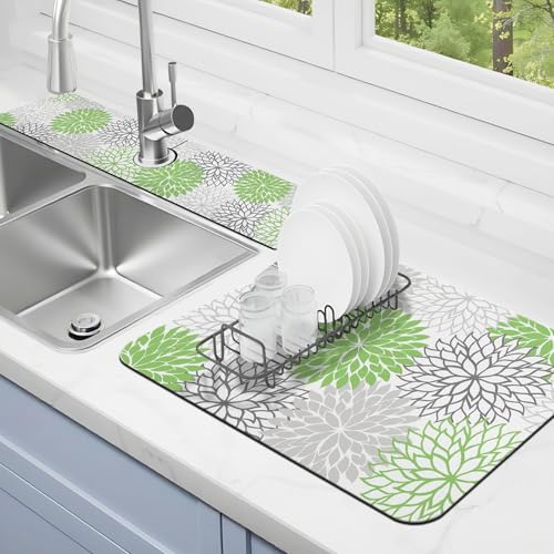 Abtropfmatte für Küchentheke, 2 Stück, 61 x 45,7 cm, Abtropfmatte und 61 x 14 cm Spülbecken-Spritzschutz, super saugfähig, rutschfeste Gummi-Rückseite Abtropfmatte für Küchentheke, 2 Stück, 61 x 45,7 cm, Abtropfmatte und 61 x 14 cm Spülbecken-Spritzschutz, super saugfähig, rutschfeste Gummi-Rückseite von Kuyig Home