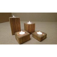 Big Set Kerzenhalter Eiche Massiv - 4Tlg von KveilaMLtd