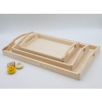 Holztablett Mit Griffen | Unfertiges Serviertablett Decoupage Einweihungsgeschenk Rustikales Küchendekor Frühstückstablett von KviatArt