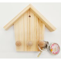 Schlüsselständer Aus Holz | Hausförmiges Holzdekor Wandschlüsselhalter Für 3 Schlüssel Unvollendetes Regal Schlüsselhaken Den Eingangsbereich von KviatArt