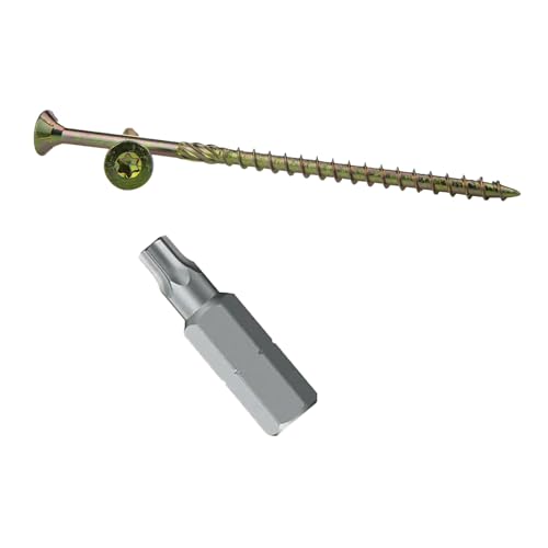 KVOTA Holzschrauben 5.0 x 70/42 mm | Torx 25 | 100 Stück | C4 beschichtet | mit ETA-Zertifikat | für Außenbereich | Terrassen, Zäune & Holzbauten | rostbeständig | inkl. Bit | Made in EU von Kvota