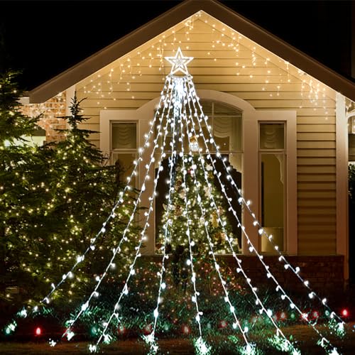 Kwaiffeo Weihnachtsbeleuchtung Außen: 3.5M Wasserfalllichter mit Stern - IP44 Wasserdicht weihnachtsdeko outdoor mit 8 Modi für Garten Terrasse Balkon Hochzeit Party Fenster, Weiß Kwaiffeo Weihnachtsbeleuchtung Außen: 3.5M Wasserfalllichter mit Stern - IP44 Wasserdicht weihnachtsdeko outdoor mit 8 Modi für Garten Terrasse Balkon Hochzeit Party Fenster, Weiß von Kwaiffeo