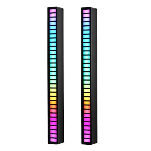 Kwak's Sound-Activated RGB LED Ambient Light J8 Music Sync Modi, wiederaufladbar, perfekt für Auto und Gaming(2-Pakete) (Schwarz) von Kwak's