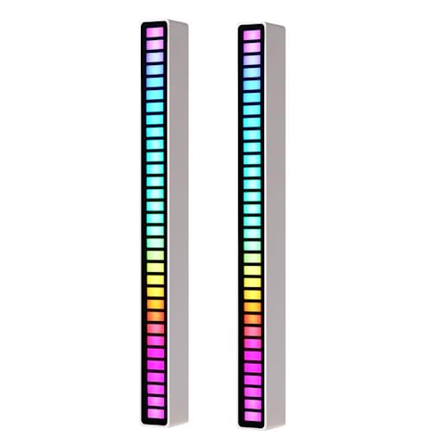 Kwak's Sound-Activated RGB LED Ambient Light J8 Music Sync Modi, wiederaufladbar, perfekt für Auto und Gaming(2-Pakete) (weiß) von Kwak's