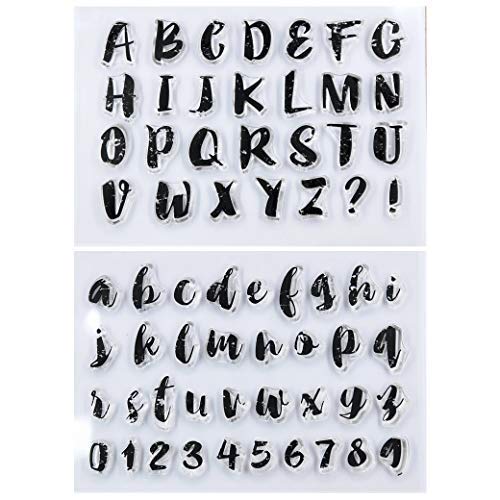 Kwan Crafts 2 Blatt englisches Alphabet Buchstaben Zahlen klar Stempel für Karten Basteln Dekoration und DIY Scrapbooking von Kwan Crafts