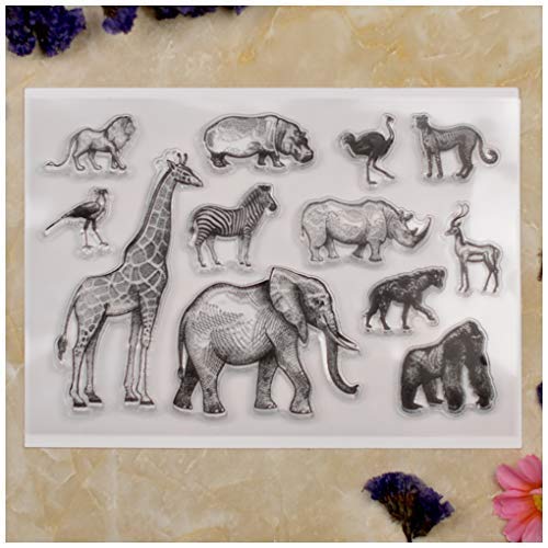 Kwan Crafts Animal World Stempel, Elefant, Giraffe, Löwe, transparent, für Kartenherstellung, Dekoration und DIY-Scrapbooking von Kwan Crafts