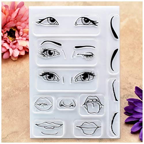Kwan Crafts Five Senses Transparente Stempel für Augen, Augenbrauen, Lippen, Nase, für Kartengestaltung, Dekoration und Bastelarbeiten von Kwan Crafts