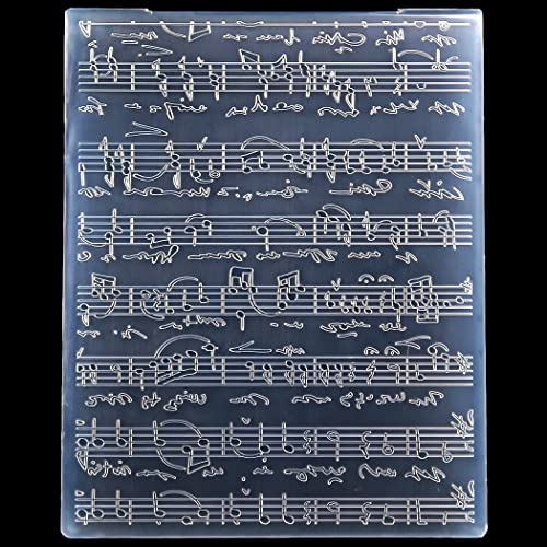 Kwan Crafts Music Score Music Notation Hintergrund Kunststoff Prägeschablonen für Kartenherstellung Scrapbooking und andere Papierbastelarbeiten 3050913 von Kwan Crafts