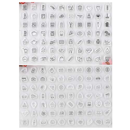 Kwan Crafts 2 Bögen verschiedene Stile Daily Life Muster Transparente Stempel für Kartenherstellung Dekoration und DIY Scrapbooking von Kwan Crafts