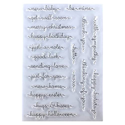 Kwan Crafts Transparente Stempel mit Aufschrift "Happy Birthday", gute Besserung für Halloween, Dankeschön, Feiertag, für Kartengestaltung, Dekoration und Bastelarbeiten von Kwan Crafts