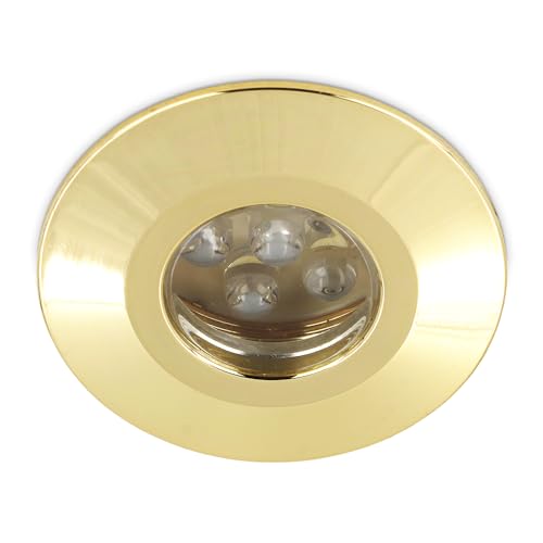 Kwazar Luminaire Einbaustrahler LED 230V 0,5W IP65 Bad Einbauleuchten Deckenspots Deckenstrahler 6000K Kaltweiß LED Spots Einbauspots für Badezimmer Küche Wohnzimmer WEZYR (Gold) von Kwazar Luminaire