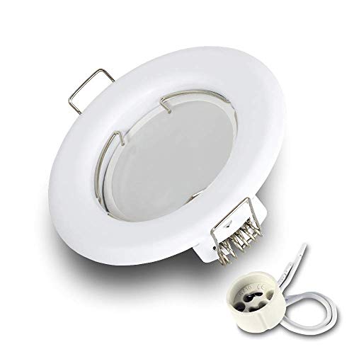 Kwazar Luminaire LED Einbaustrahler Rahmen Einbauspot GU10 7W Neutralweiss 4000K Einbaurahmen Deckenstrahler Spot RIK.15 (Set Weiss) von Kwazar Luminaire