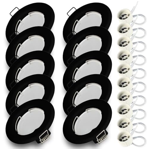 Kwazar Luminaire LED Einbaustrahler Rahmen Einbauspot GU10 7W Neutralweiss 4000K Einbaurahmen Deckenstrahler Spot RIK.15 (Set x10 Schwarz) von Kwazar Luminaire