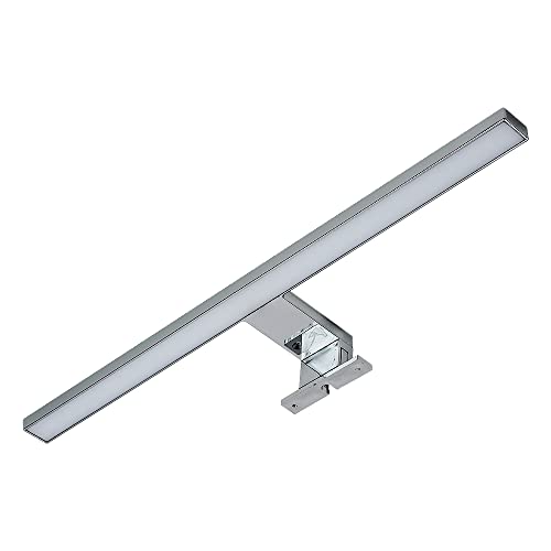 Kwazar Luminaire LED Spiegellampe Badezimmer Spiegelleuchte 10W 50cm Möbelleuchte Wandleuchte ANITA Silber Wandlampe 4000K Neutralweiß Spiegellampen Spiegel Badezimmerschrank 230V von Kwazar Luminaire