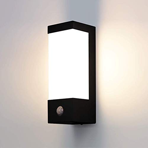 Kwazar Luminaire Wandlampe E27 mit Bewegungsmelder Außenbeleuchtung von Wänden und Hauseingang Außenwandlampe COSMO.S Schwarz von Kwazar Luminaire