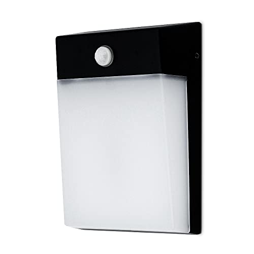 Kwazar Luminaire Wandleuchte Außenwandleuchte 12W LED mit Bewegungsmelder KORTEZ.S IP54 Schwarz Wandlampe Innen/Aussen Aussenbeleuchtung von Kwazar Luminaire