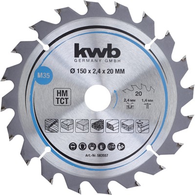 Spanplatten-Sägeblätter **** für Handkreissägen ø150 x 20mm, 20Z von Kwb
