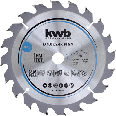 Spanplatten-Sägeblätter **** für Handkreissägen ø160 x 16mm, 20Z von Kwb
