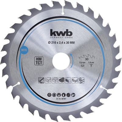 Spanplatten-Sägeblätter **** für Handkreissägen ø210 x 30mm, 30Z von Kwb