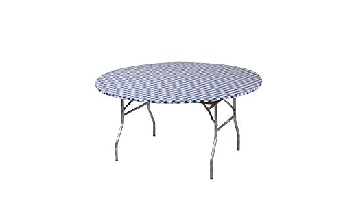 Kwik-Covers Runde Kunststoff-Tischdecken, 121,9 cm, 5 Stück (blaues Gingham) von Kwik-Covers