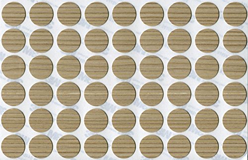 KwikCaps® PVC Esche Navarra Selbstklebende Schrauben-Abdeckungen Abdeckkappen Nägel Cam flach [54 Stk. x 20 mm Durchmesser] von KwikCaps