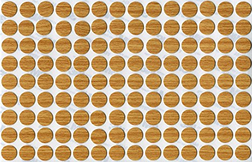 KwikCaps® PVC Herbst Buche Selbstklebende Schrauben-Abdeckungen Abdeckkappen Nägel Cam flach [126 Stk. x 13 mm Durchmesser] von KwikCaps