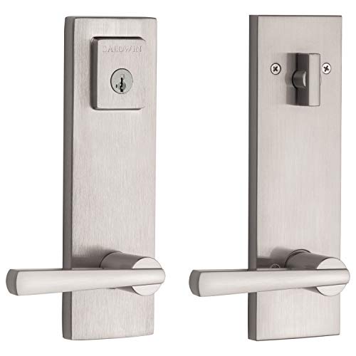 Kwikset Baldwin 183SPEXSPL SQR 15 SMT CP Prestige Spyglass Double Cylinder Türgriff Handle Set with Lever Featuring Smart Key, Satin Nickel by Baldwin von Kwikset