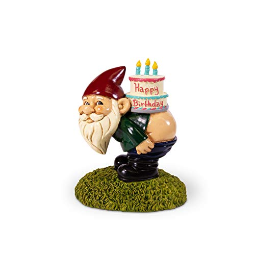 Kwirkworks Lustiger Gartenzwerg – Happy Birthday Cake dekorative Rasenstatue – 20,3 cm hoch von Kwirkworks