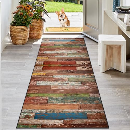 KwuSeug rutschfeste Maschinenwaschbare Küchenläufer Fußmatte, Schmutzfangmatte Innen Hochwertige Verarbeitung, Modernes Geometrie Design Supersoft Kurzflor Teppich Innen Langer Teppich 80 x 120 cm von KwuSeug