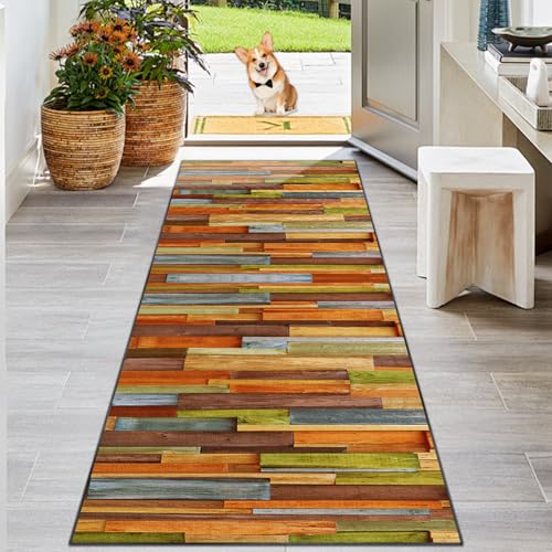Teppich Läufer Flur Lang rutschfest Kücheteppich Badteppich Flurläufer teppich Meterware Abstrakt Teppichmatten Waschbar Korridor Wohnzimmer Schlafzimmer Balkon Terrasse Wohnzimmer 60 x 250 cm von KwuSeug