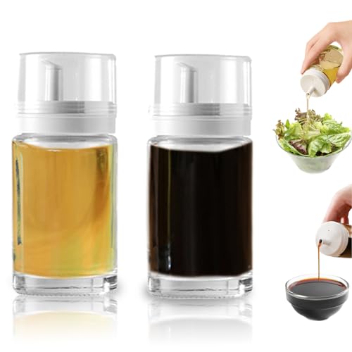 2er-Pack auslaufsichere kleine Glasflaschen für Öl und Essig, je 100 ml, perfekt für Küche und Grill von Kwude