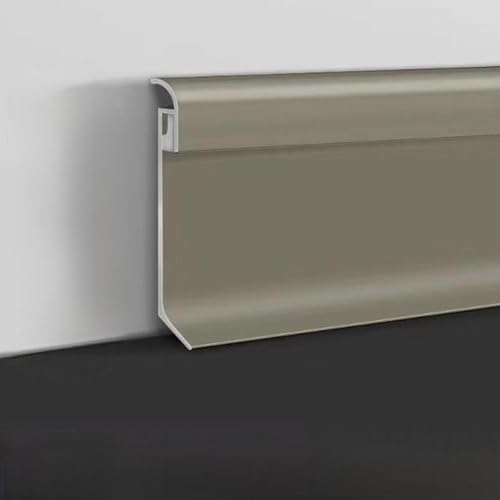 4er-Set Alu-Sockelleiste für LED-Beleuchtung 80 x 2500 mm (3,15" x 8,2'),Gesamtlänge 10m，Mattes Champagner，Mit LED-Montagemöglichkeit,Oberfläche gewölbt, nach unten strahlend,Zierleiste,Fußleiste von Kwweeoo