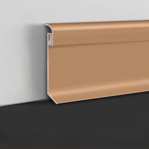 6er-Set Alu-Sockelleiste für LED-Beleuchtung 60 x 2500 mm (2,36" x 8,2'),Gesamtlänge 15m，Matt Gold-Orange，Mit LED-Montagemöglichkeit,Oberfläche gewölbt, nach unten strahlend,Zierleiste,Fußleiste von Kwweeoo
