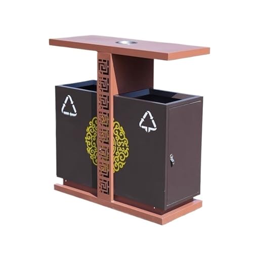 Kx9Lb8d Mülltonnen für den Außenbereich Doppelter Mülleimer, for den Außenbereich, gewerbliche öffentliche Plätze, Metall-Mülleimer mit Aschenbecher Kx9Lb8d Mülltonnen für den Außenbereich Doppelter Mülleimer, for den Außenbereich, gewerbliche öffentliche Plätze, Metall-Mülleimer mit Aschenbecher von Kx9Lb8d