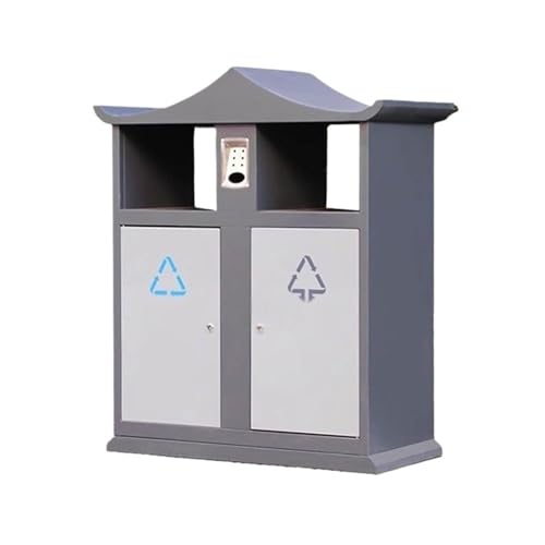 Kx9Lb8d Mülltonnen für den Außenbereich Doppelter Mülleimer for den Außenbereich, Metall-Mülleimer for öffentliche Straßenbereiche von Kx9Lb8d