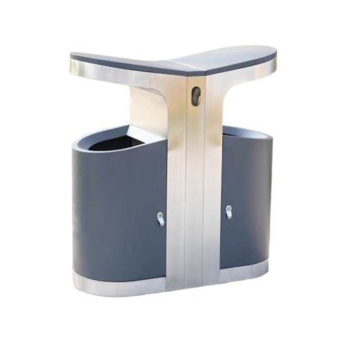 Kx9Lb8d Mülltonnen für den Außenbereich Edelstahl-Metall-Mülleimer im öffentlichen Außenbereich, Doppelbox-Mülleimer von Kx9Lb8d