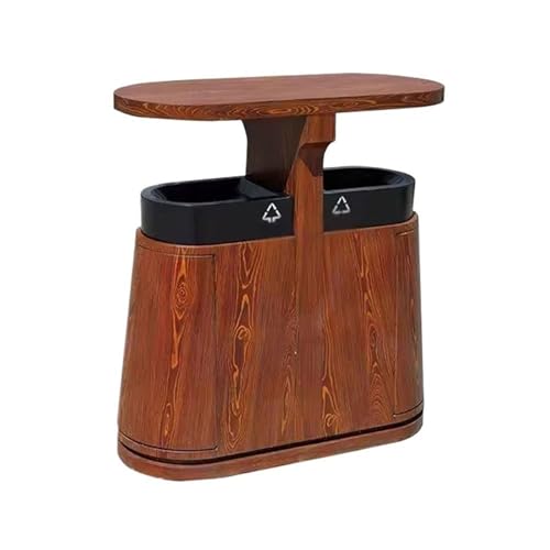 Kx9Lb8d Mülltonnen für den Außenbereich Kreativität Holzimitat Mülleimer Outdoor Verzinkter Stahl Metall von Kx9Lb8d