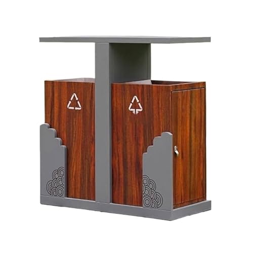 Kx9Lb8d Mülltonnen für den Außenbereich Mülleimer aus Metall im chinesischen Stil Holzimitat for den gewerblichen Außenbereich Garten von Kx9Lb8d