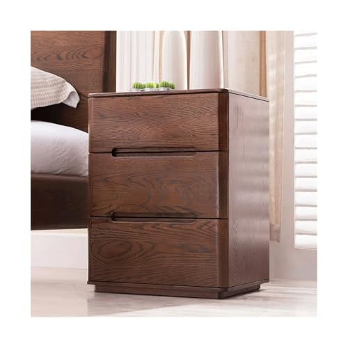 Kx9Lb8d Nachttische Brauner Nachttisch mit DREI Schubladen, Aktenschrank, Aufbewahrungsschrank aus Massivholz for Wohnzimmer, Schlafzimmer, Arbeitszimmer, Bücher, Lampen usw von Kx9Lb8d