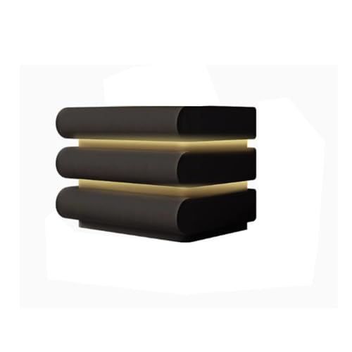Kx9Lb8d Nachttische Nachttisch, intelligenter Aufbewahrungsschrank, Leder, modern, schlicht, mit DREI Schubladen und Beleuchtung(Schwarz,Mittel) von Kx9Lb8d