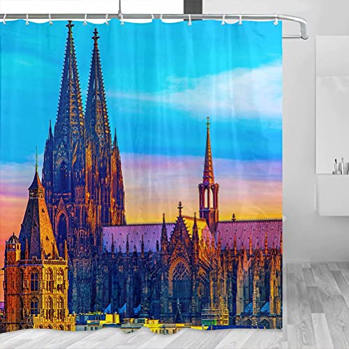 Deutschland Köln Duschvorhang Reise Badezimmer Dekor Set mit Haken Polyester 183 x 183 cm (YL-02294) von Desert Eagle