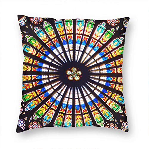 France Cathedral Rosette Windows Strasbourg Alsace Pillow Case Decorative Cushion Cover Pillowcase Sofa Chair Bed Car Living Room Bedroom Office 18"x 18" KXR-1900 von Desert Eagle