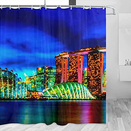 Singapur Duschvorhang Reise Badezimmer Dekor Set mit Haken Polyester 183 x 183 cm (YL-05087) von Desert Eagle