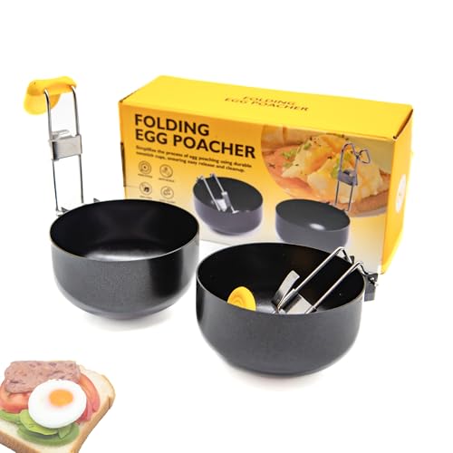 Kybelehoo 2 Stück Eier Pochierer Faltbare, Mit Ohrhaken, Nichtklebend Und Verbrühungsgeschützt, Rundlicher Klappbarer Egg Poacher Form von Kybelehoo